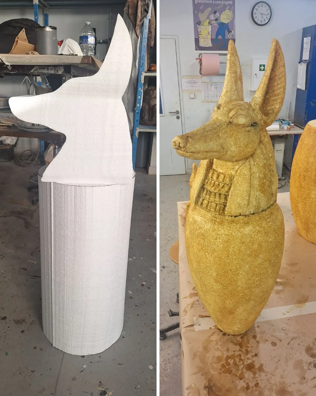 Tête Anubis polystyrène effet vieilli — vue 4